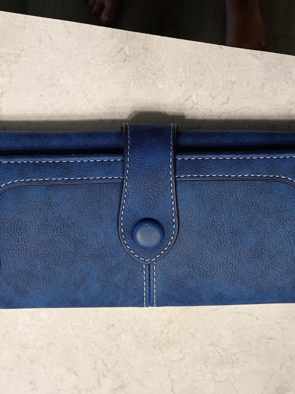 & Other Stories Navy Blue Stitched Wallet Clutch
